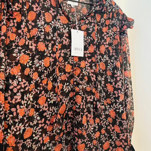 MISA Los Angeles NWT Red & Black Floral Ruffle Blouse Top – Medium - Picture 10 of 15